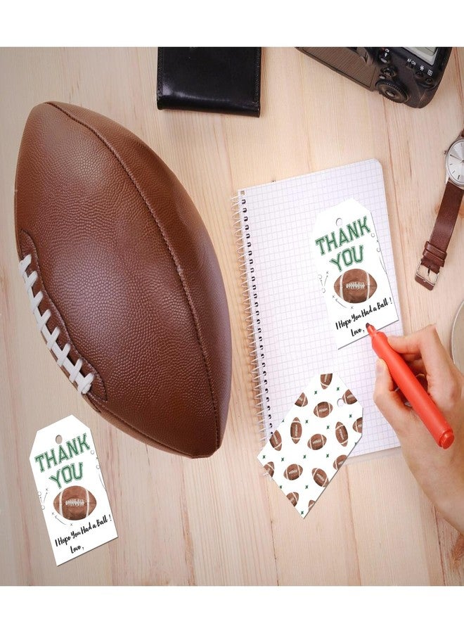 Aukolass 50pcs Football Thank You Tags, Rugby Favor Tags for Sport Themed Boy Birthday and Baby Shower Party Gift Wrapping Decoration (Football) - Image 4